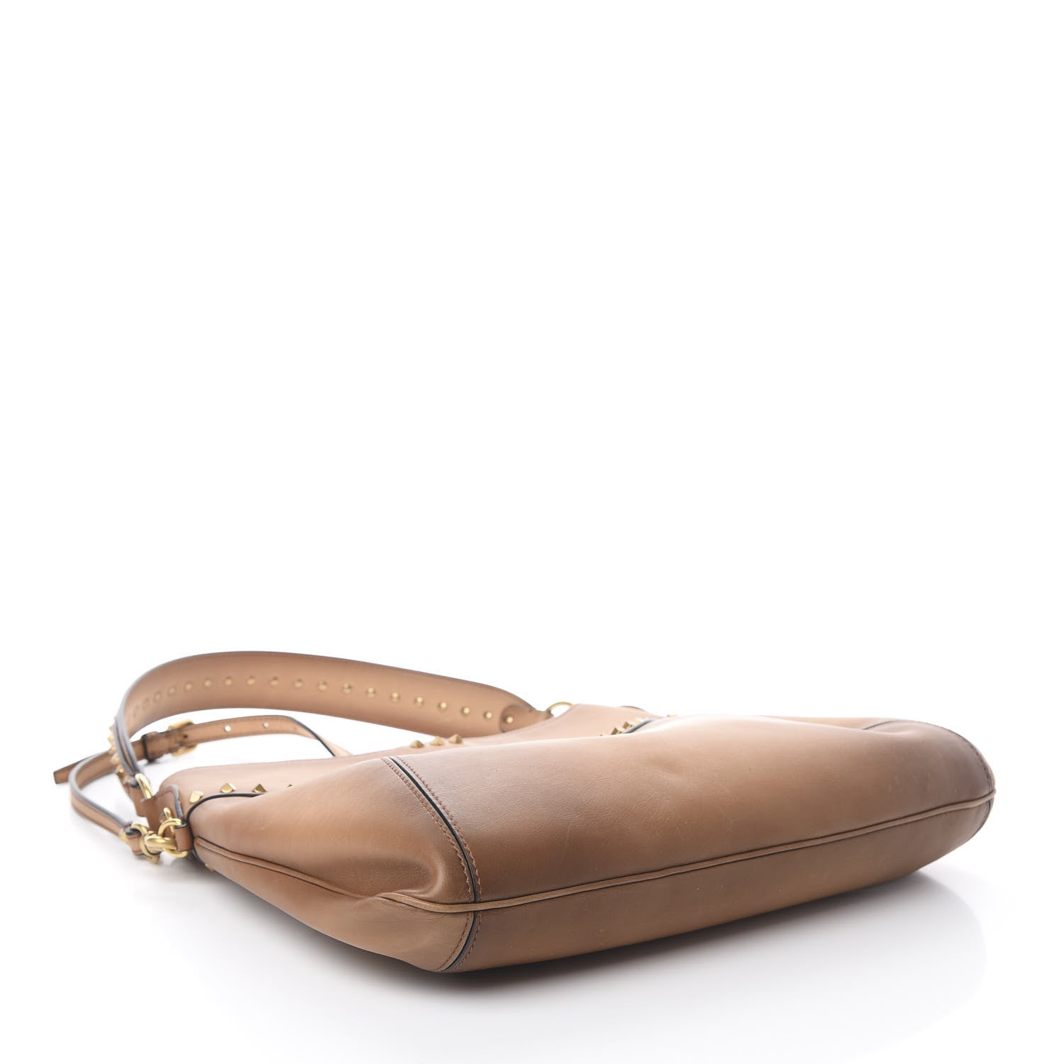 Valentino Garavani Buffed Calfskin Medium Twinkle Studs Hobo Camel 3 of 8