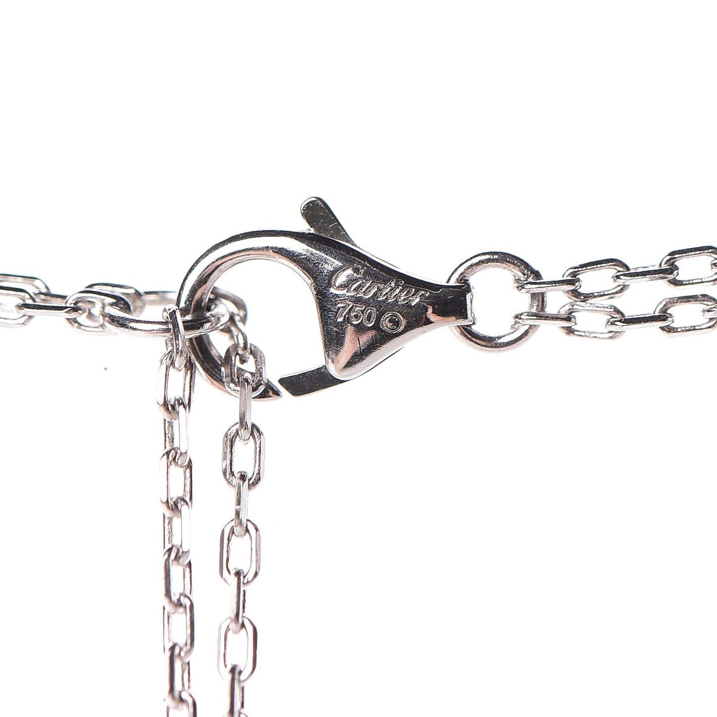 18K White Pink Gold Diamond Three Ring LOVE Pendant Necklace