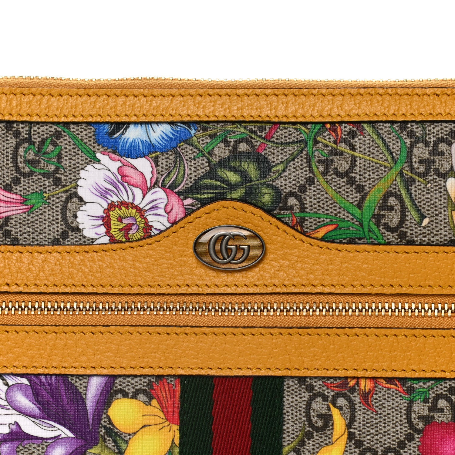 Gucci GG Supreme Monogram Flora Large Ophidia Pouch Clutch Beige Multicolor Crop 7 of 9
