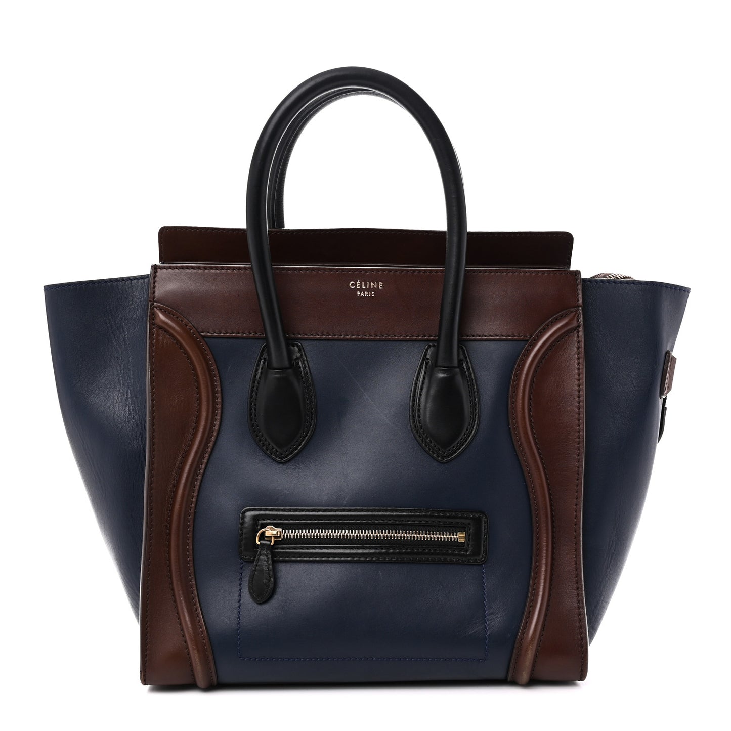 Smooth Calfskin Mini Tri-Color Luggage Navy