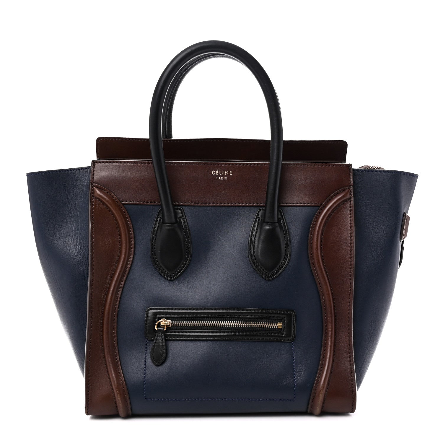 Celine Smooth Calfskin Mini Tri-Color Luggage Navy 1 of 9