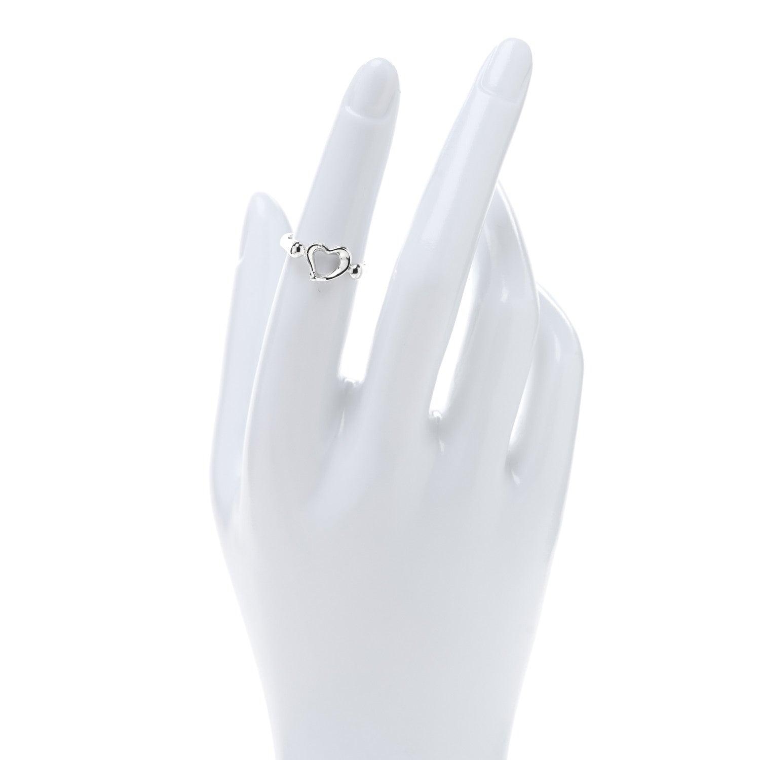 Tiffany Sterling Silver Elsa Peretti Open Heart Ring 50 5.25 2 of 4