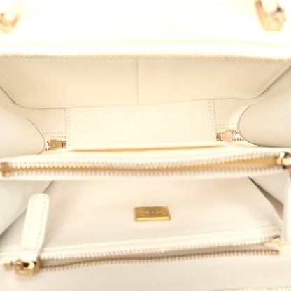 Chanel Caviar Quilted Top Handle Vanity Case White 6 of 12