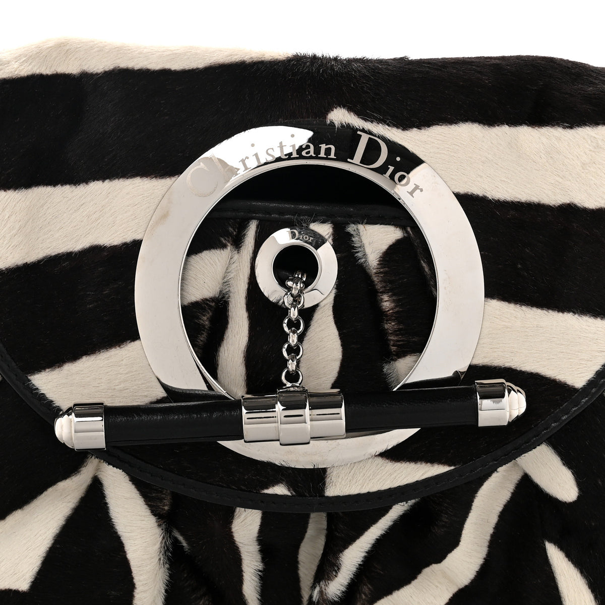 Christian Dior Pony Hair Zebra Print Jazzclub Shoulder Bag 8 of 10
