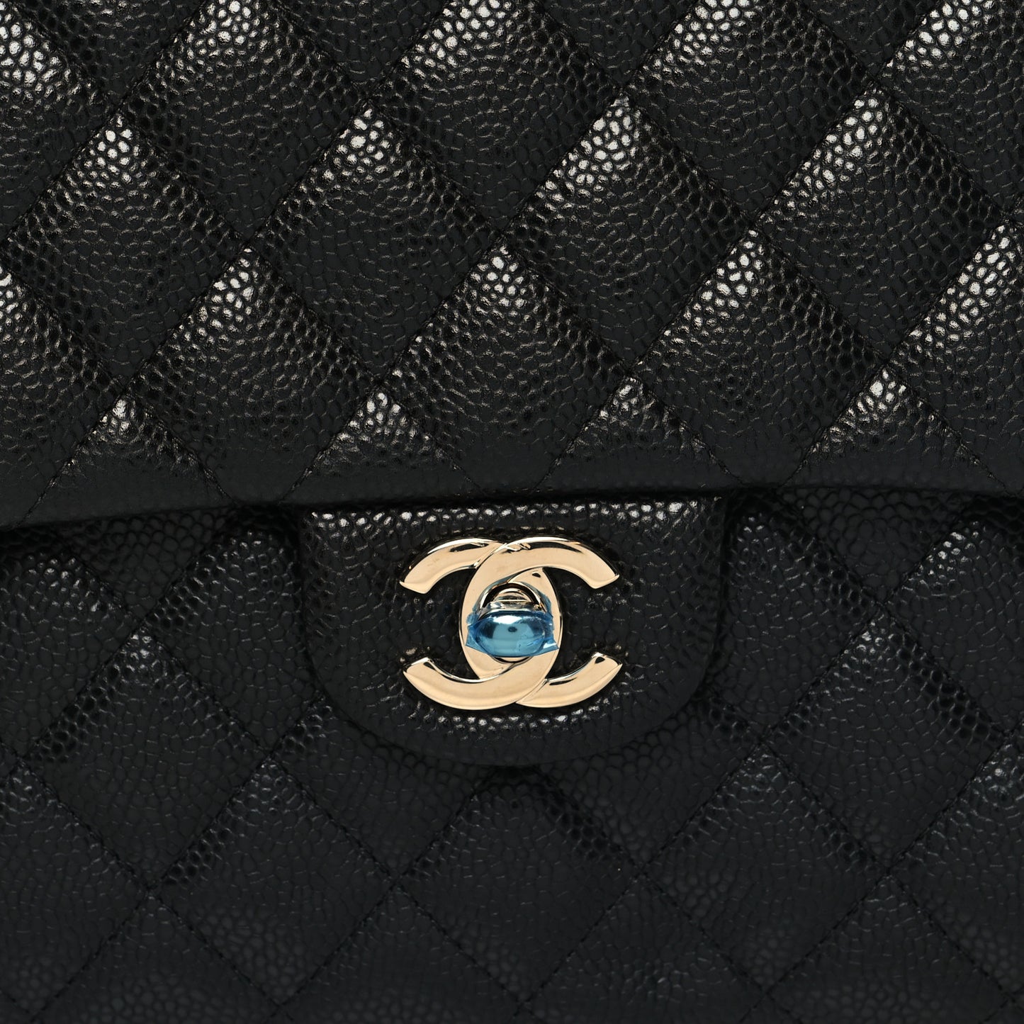 Caviar Quilted Flap Clutch Black