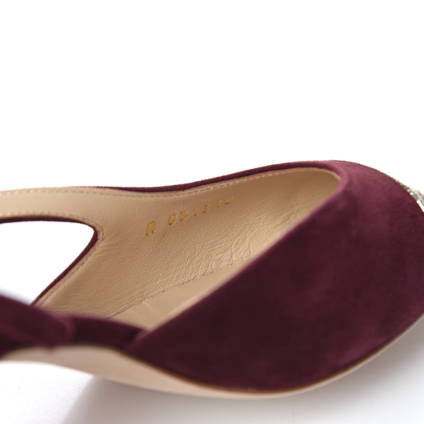 Kid Suede Metallic Lambskin Cap Toe CC Slingback Pumps 36.5 Burgundy Gold