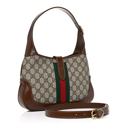 Gucci GG Supreme Monogram Azalea Calfskin Web Small Jackie 1961 Hobo Beige Ebony Brown Sugar 3 of 14