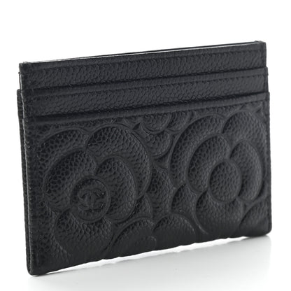 Chanel Caviar Camellia Embossed Card Holder Black 3 of 7