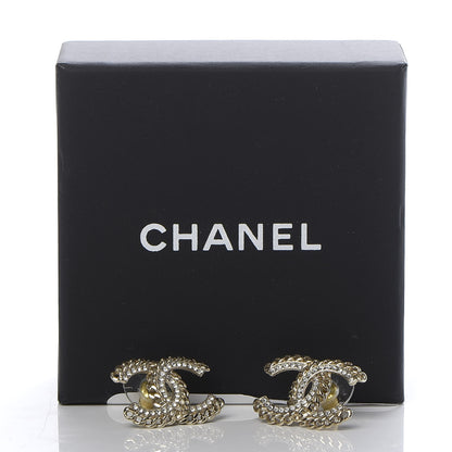 Chanel Crystal Chain CC Earrings Gold 5 of 5