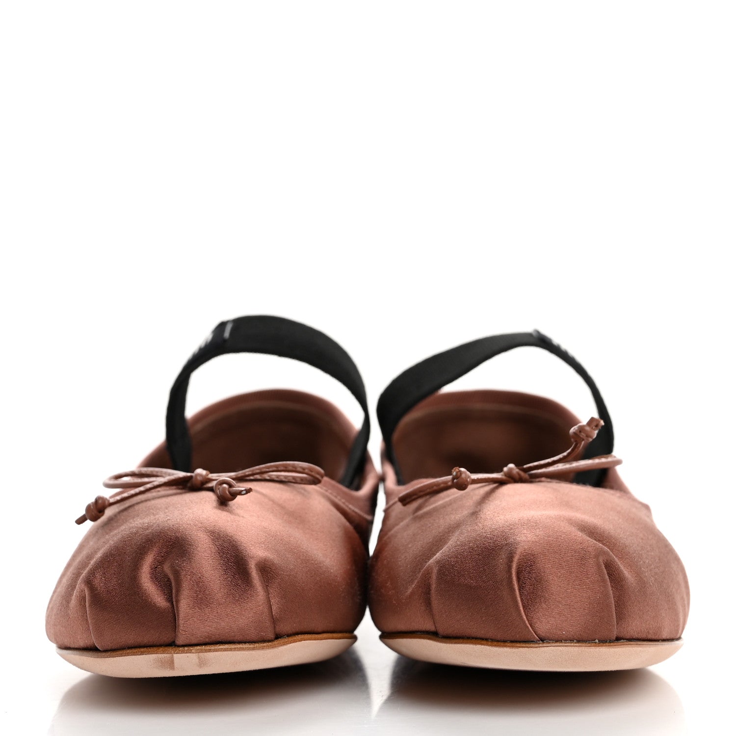 Miu Miu Satin Logo Ballerina Flats 39.5 Cacao 3 of 11