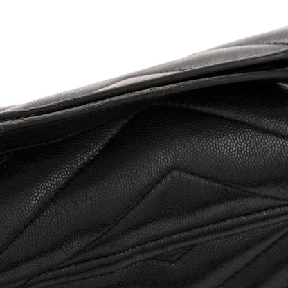 Saint Laurent Grain de Poudre Calfskin Y Quilted Monogram Medium Loulou Chain Satchel Black 13 of 14