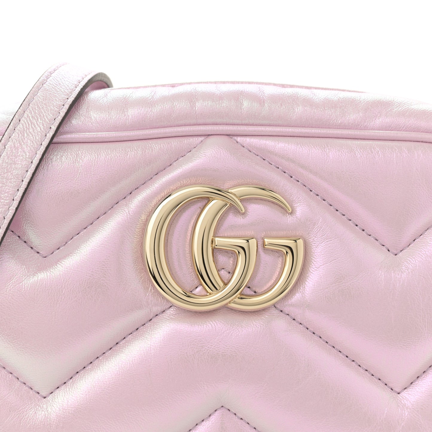 Iridescent Nappa Chevron Matelasse Small GG Marmont Chain Shoulder Bag Iridescent Escape Pink