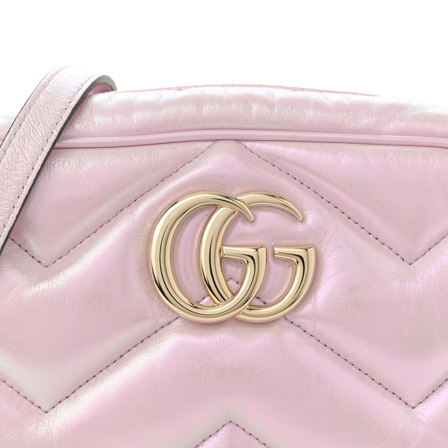 Gucci Iridescent Nappa Chevron Matelasse Small GG Marmont Chain Shoulder Bag Iridescent Escape Pink 8 of 10