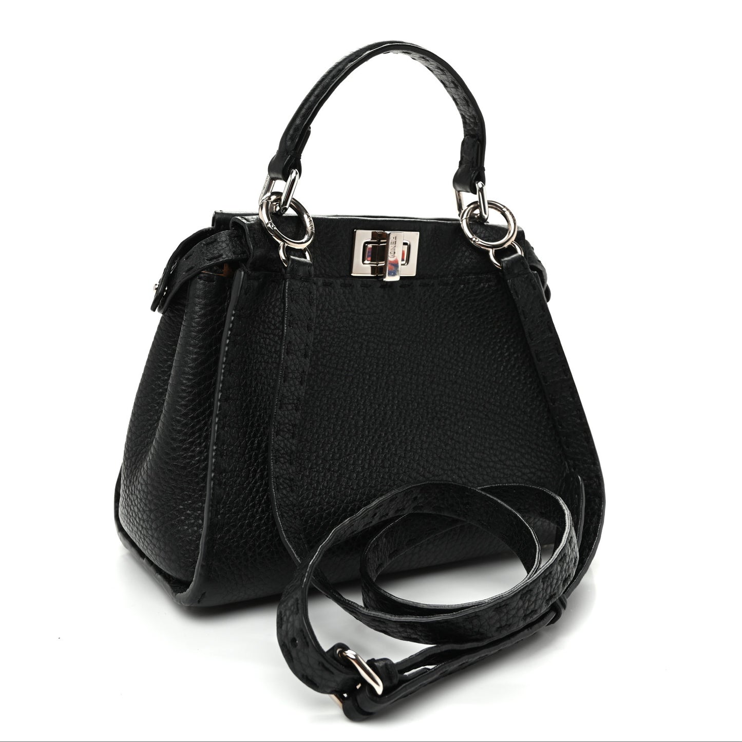 Cuoio Romano Selleria Bi-Color Mini Peekaboo Iconic Satchel Black Mou