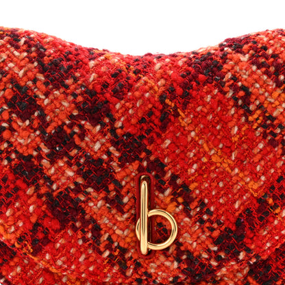Burberry Tweed Check Medium Rocking Horse Crossbody Red Black 7 of 9