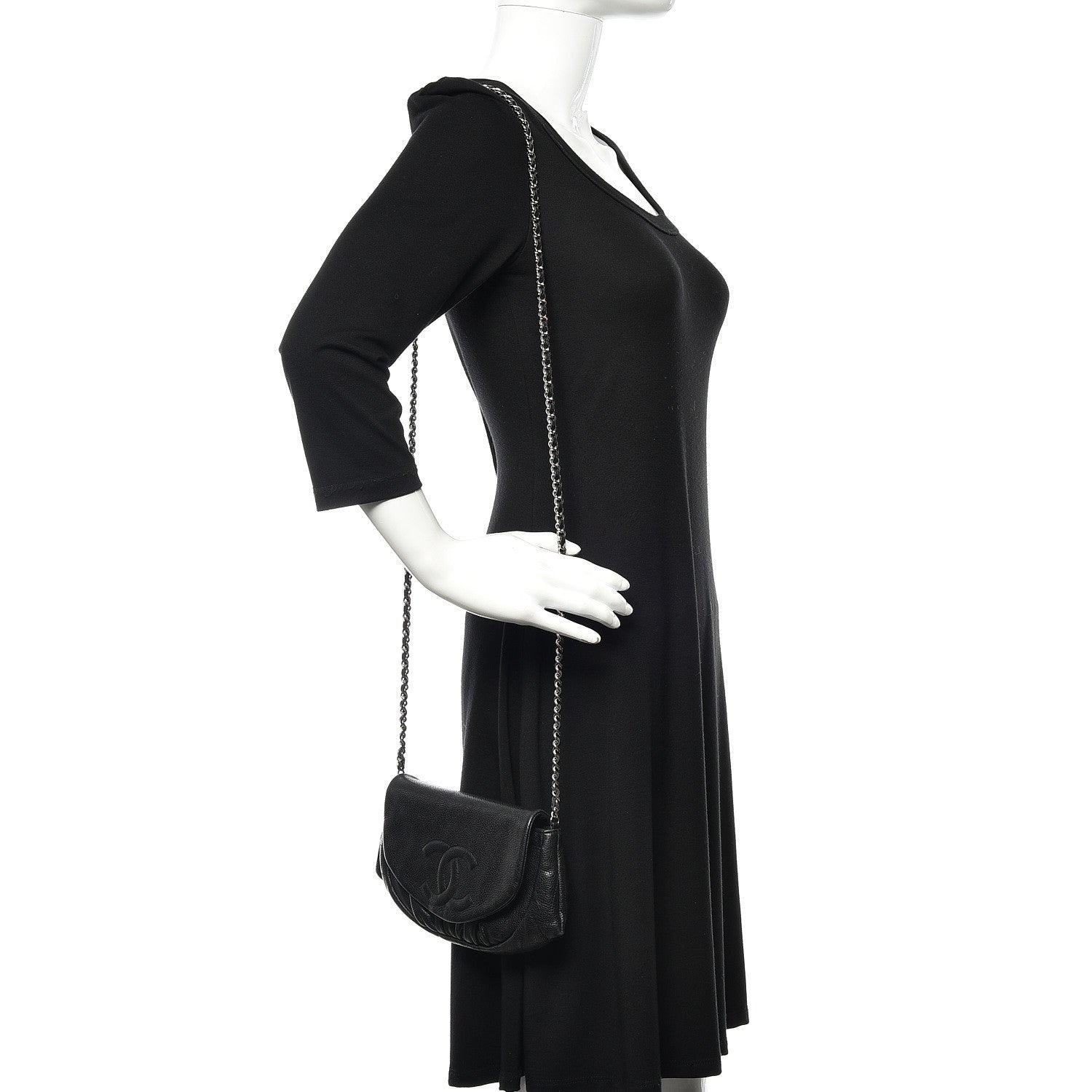 Chanel Caviar Half Moon Wallet On Chain WOC Black 2 of 11