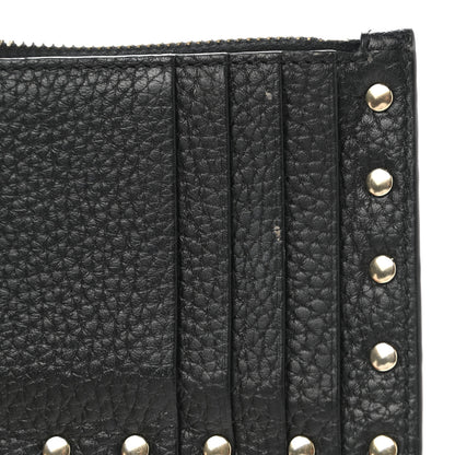 Valentino Garavani Pebbled Calfskin Rockstud Coin Case Card Holder Black 8 of 9