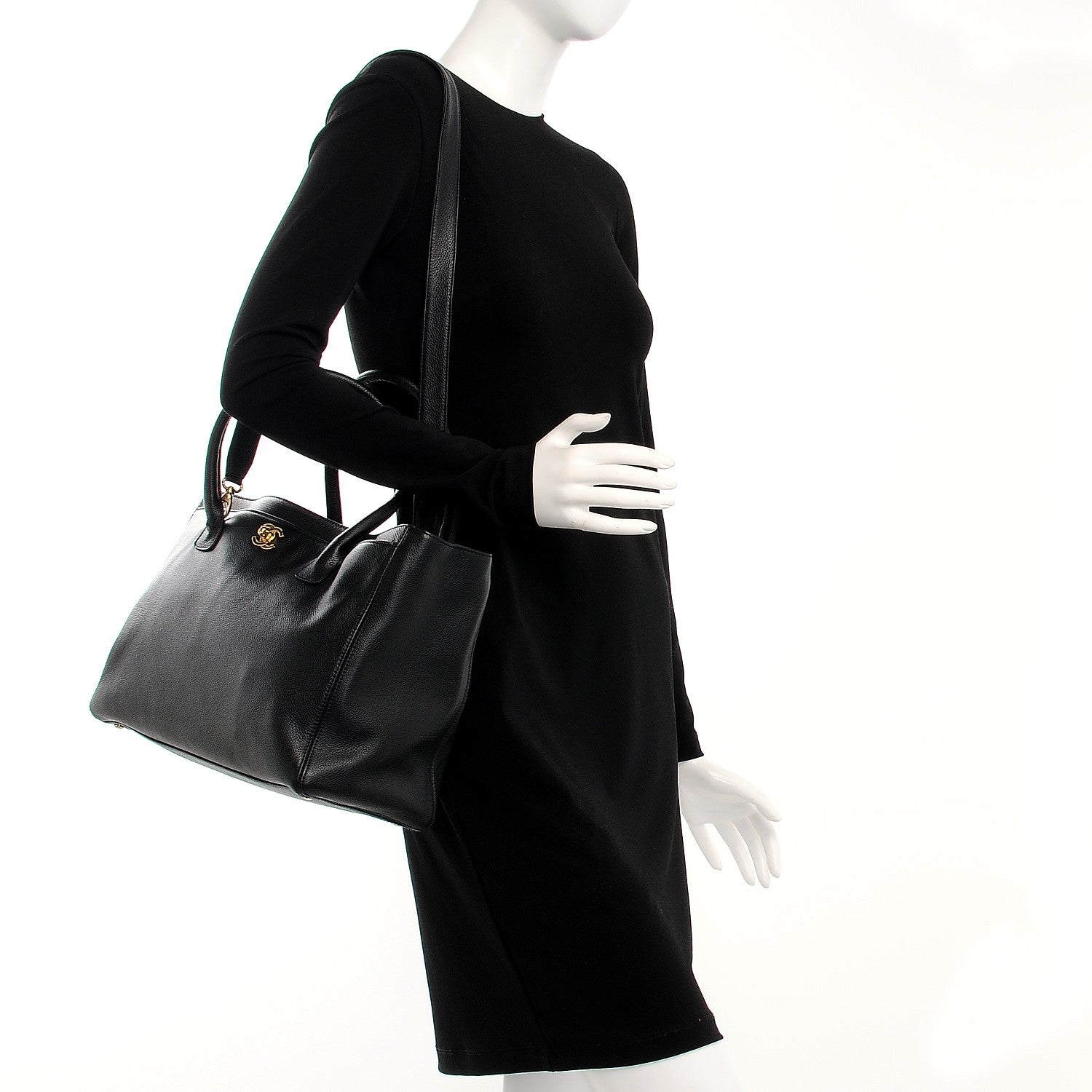 Chanel Calfskin Cerf Executive Shopper Tote Black 2 of 8