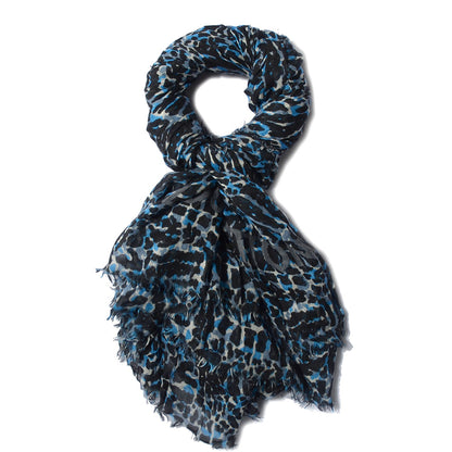 Louis Vuitton Cashmere Silk Leopard Stole Blue 1 of 6