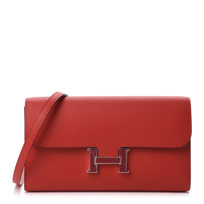 Hermes Epsom Enamel Constance Wallet To Go Rouge De Coeur Rubis 1 of 10