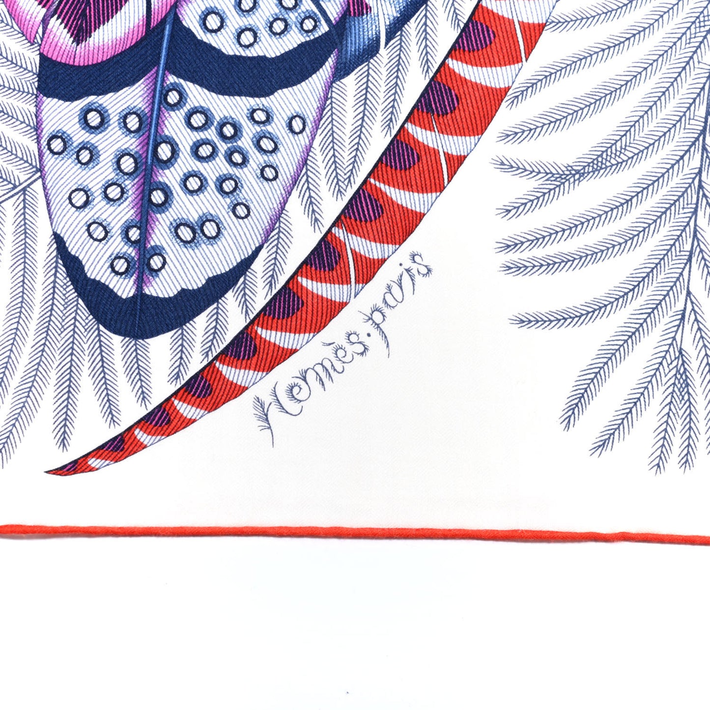 Cashmere Silk Plumes En Fete Shawl 140 White Violet Rouge