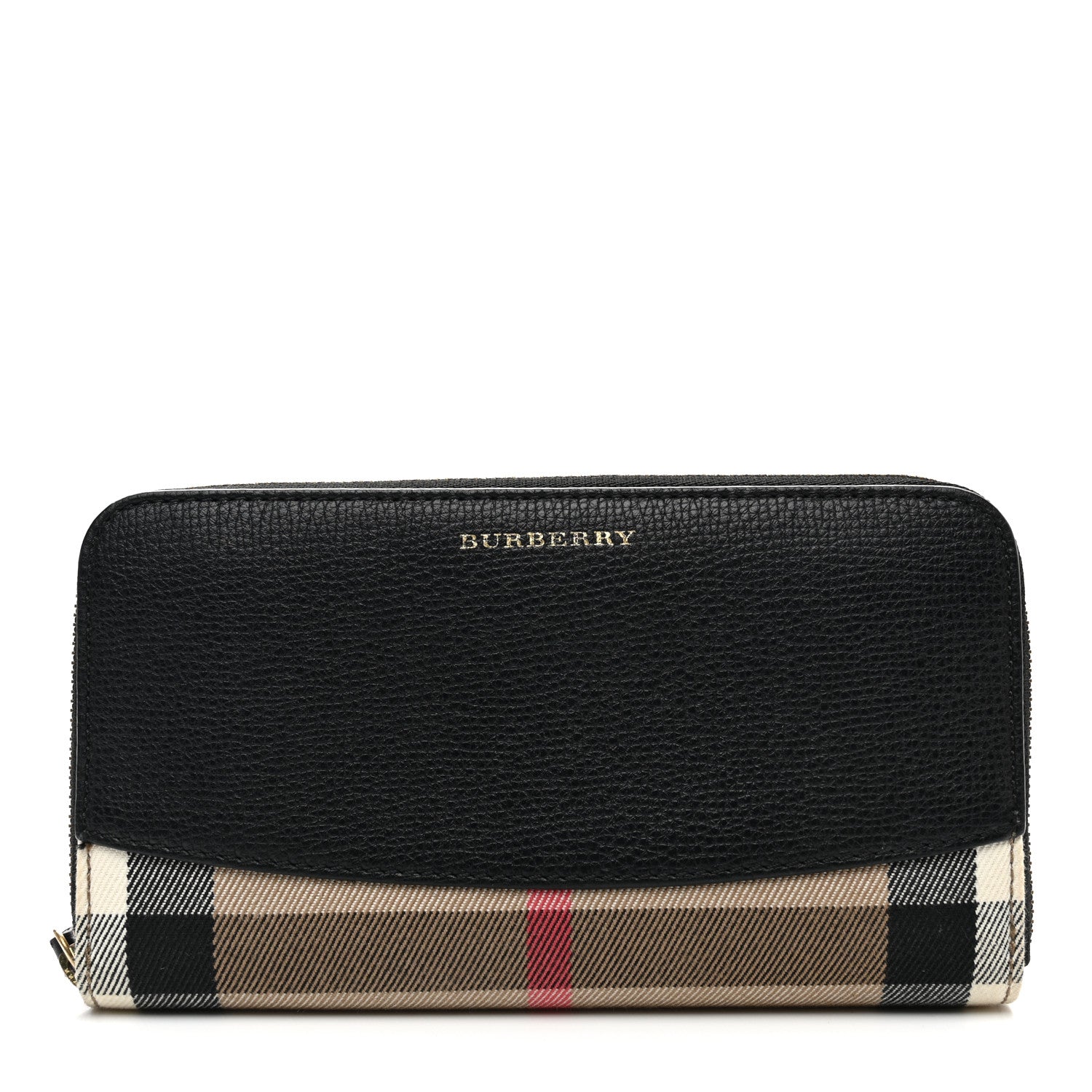 Burberry Calfskin House Check Elmore Zip Around Wallet Black 1 of 11