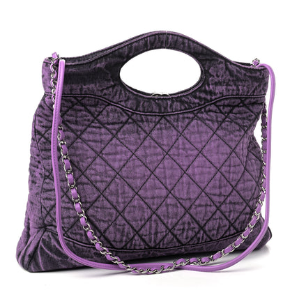 Chanel Denim Quilted Large 31 Denimpression Shopping Bag Purple Black 2 of 8