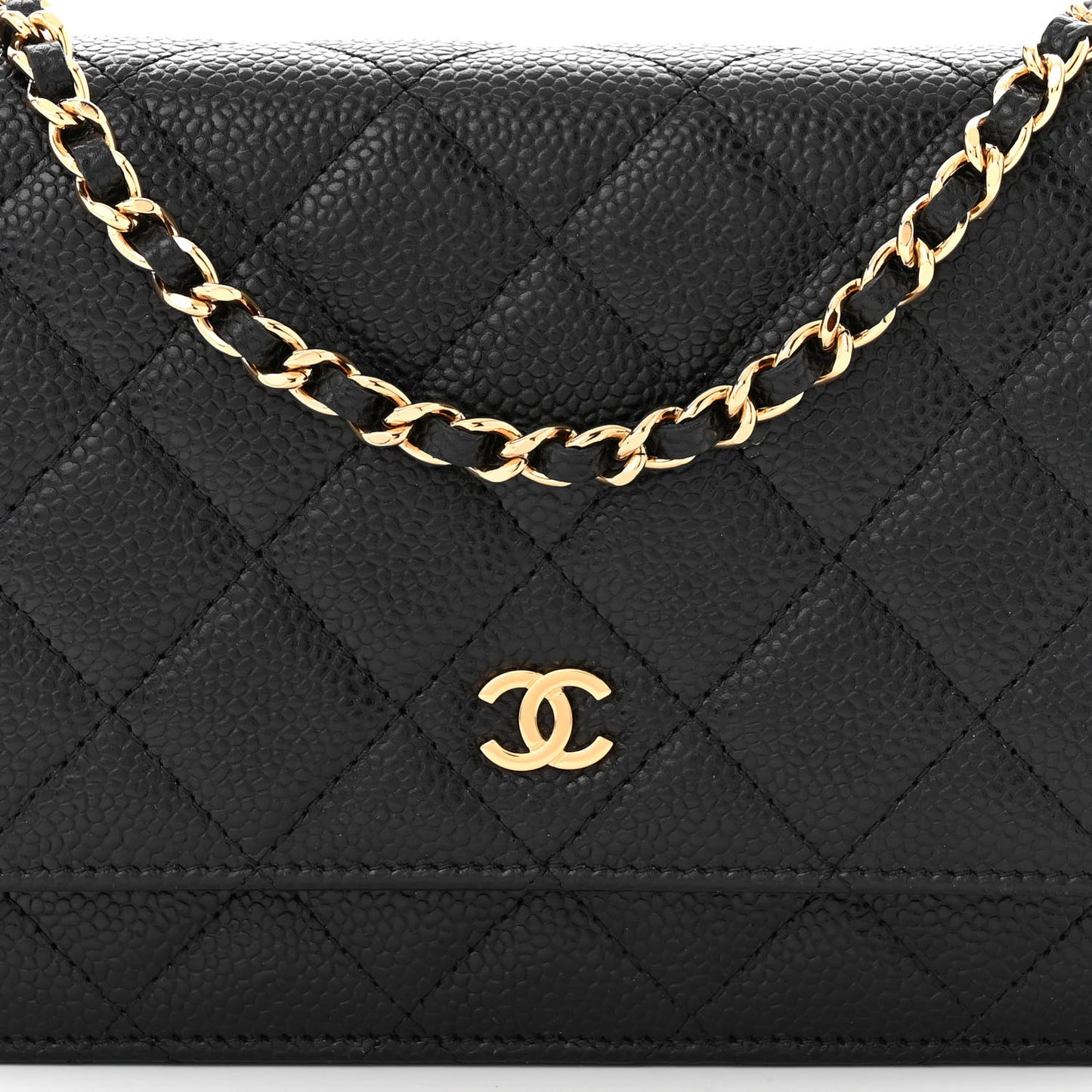 Caviar Quilted Wallet on Chain WOC Black