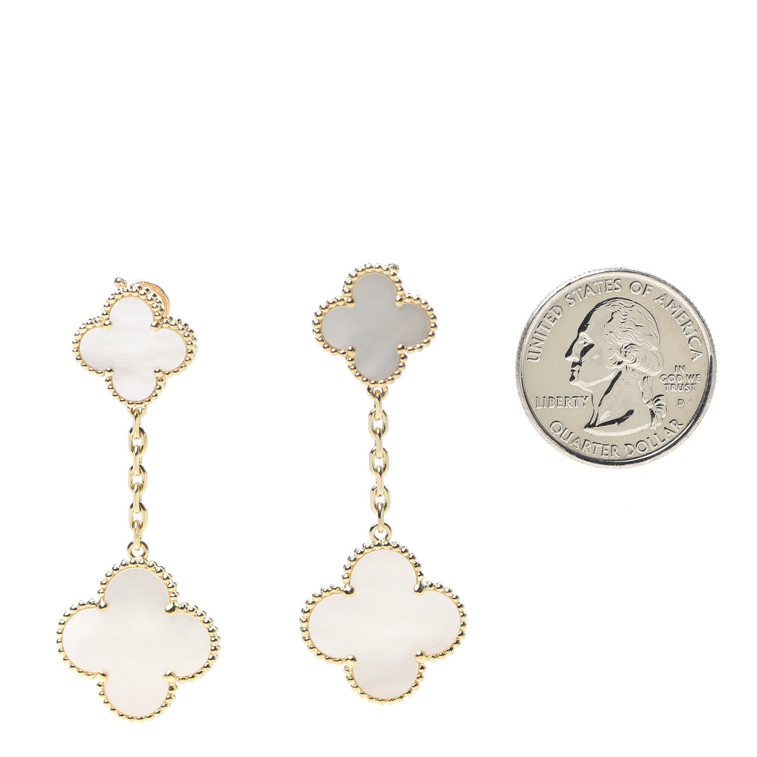 Van Cleef & Arpels 18K Yellow Gold Mother of Pearl 2 Motifs Magic Alhambra Earrings 2 of 6