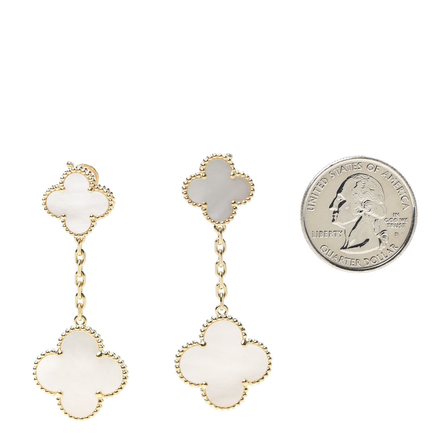 18K Yellow Gold Mother of Pearl 2 Motifs Magic Alhambra Earrings