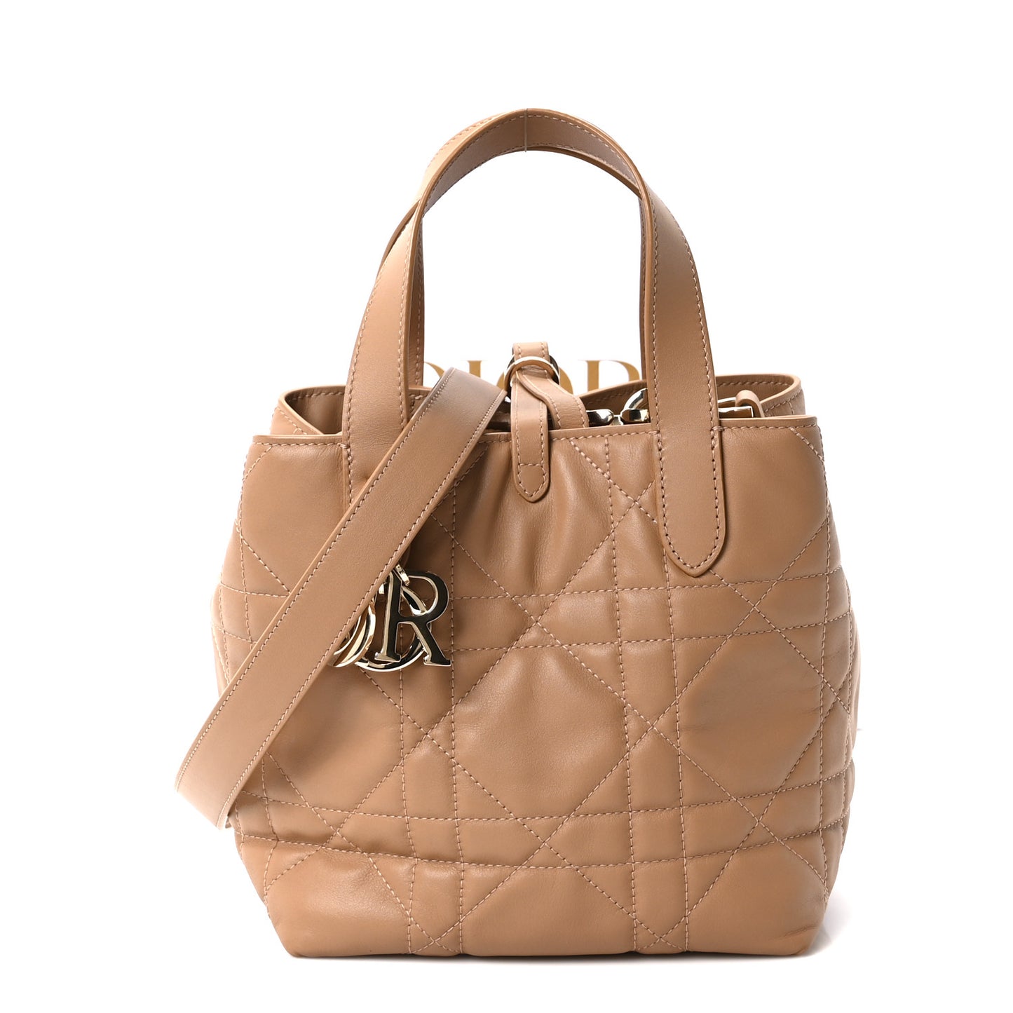 Calfskin Macrocannage Small Toujours Vertical Beige
