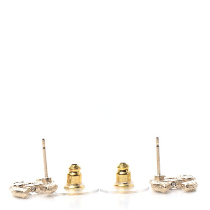 Chanel Pearl Crystal CC Stud Earrings Gold 3 of 4