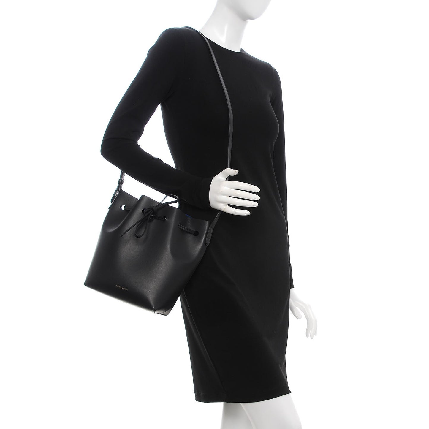 Calfskin Mini Bucket Bag Black Blu