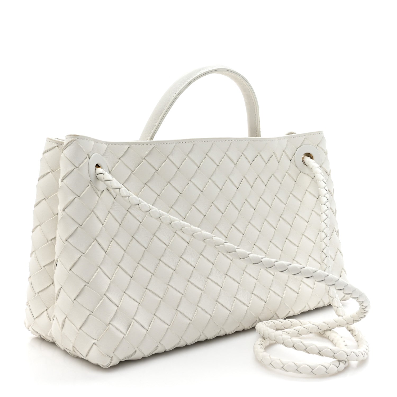 Bottega Veneta Nappa Intrecciato Small East West Andiamo Shoulder Bag White 3 of 15