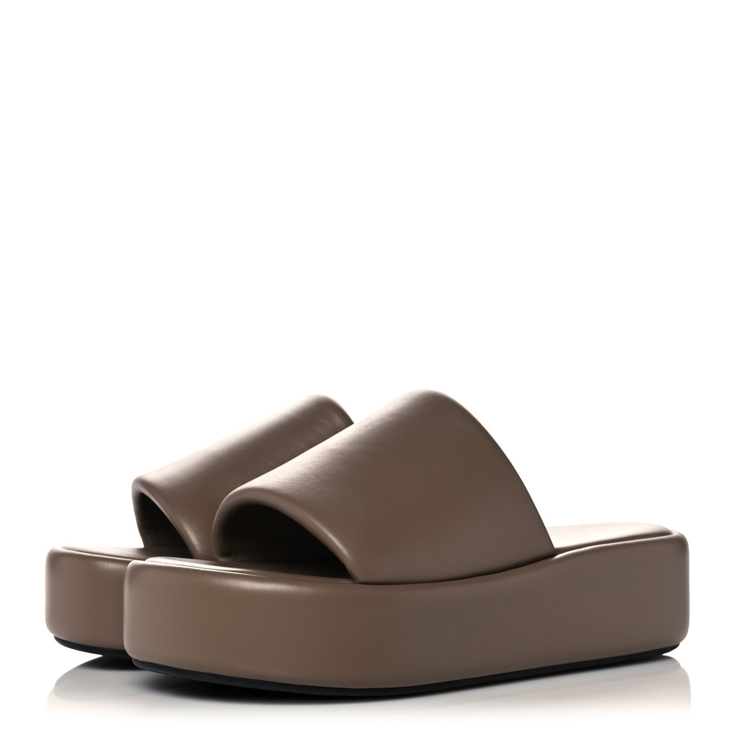 Smooth Nappa Logo Rise Platform Sandals 39 Beige White