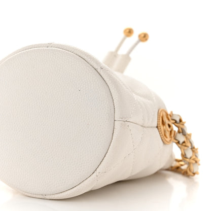 Chanel Caviar Quilted Twist Your Buttons Mini Bucket Bag White 10 of 10