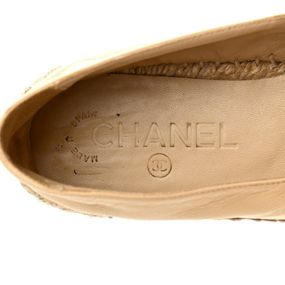 Chanel Lambskin CC Espadrilles 36 Beige Black 6 of 7