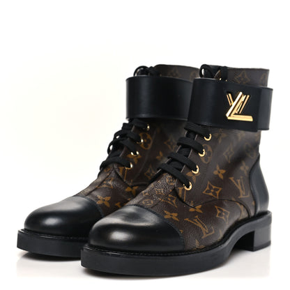 Louis Vuitton Calfskin Monogram Wonderland Flat Ranger Boots 40 Black 4 of 9