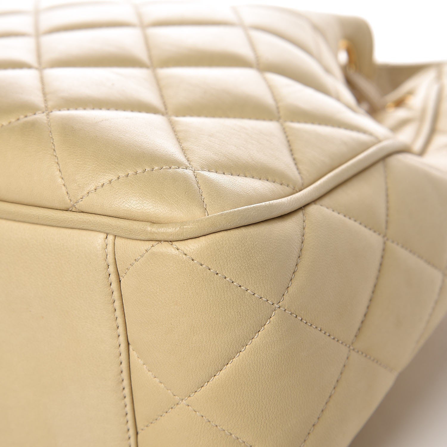 Chanel Lambskin Quilted Drawstring Shoulder Bag Beige 12 of 13