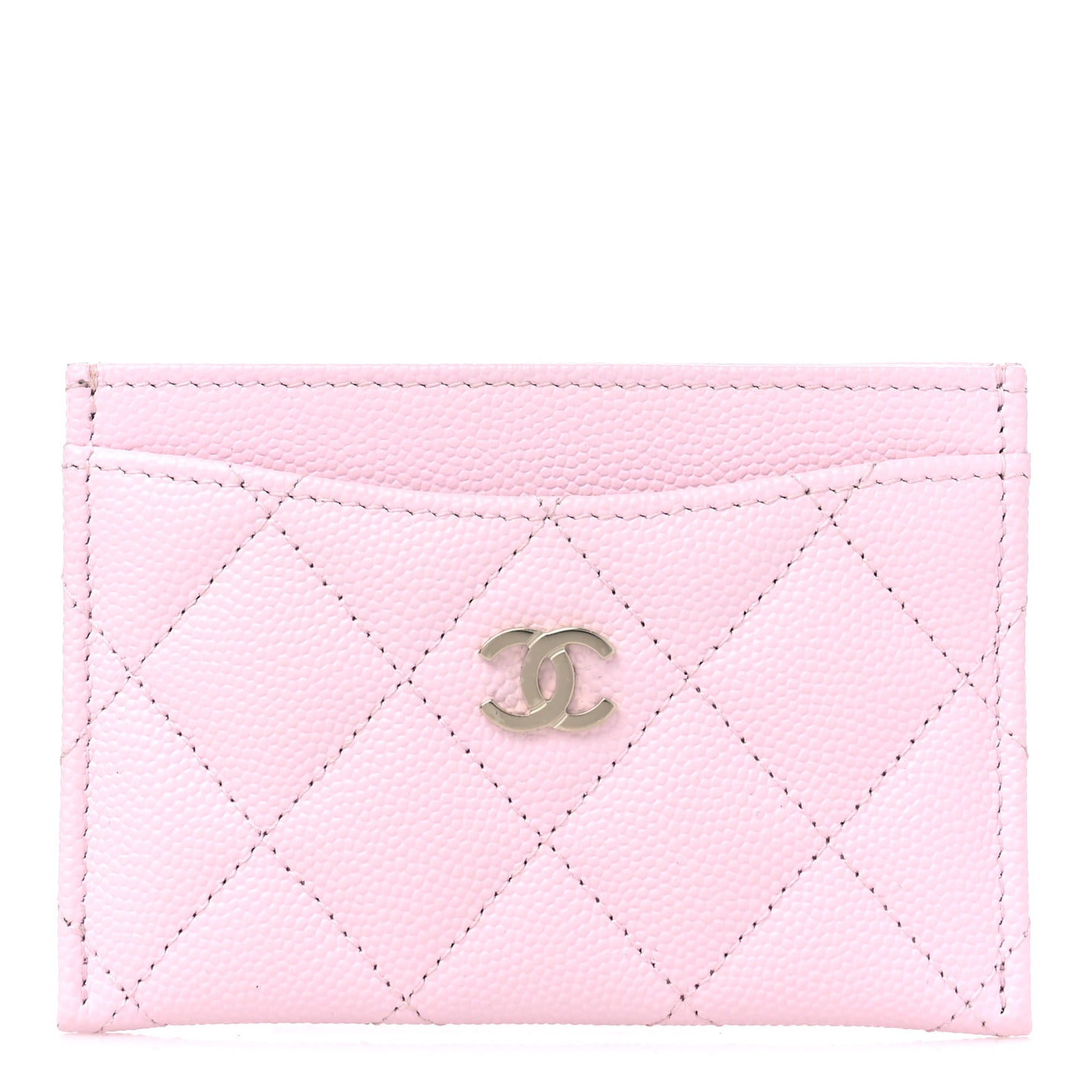 Caviar Quilted Card Holder Light Pink