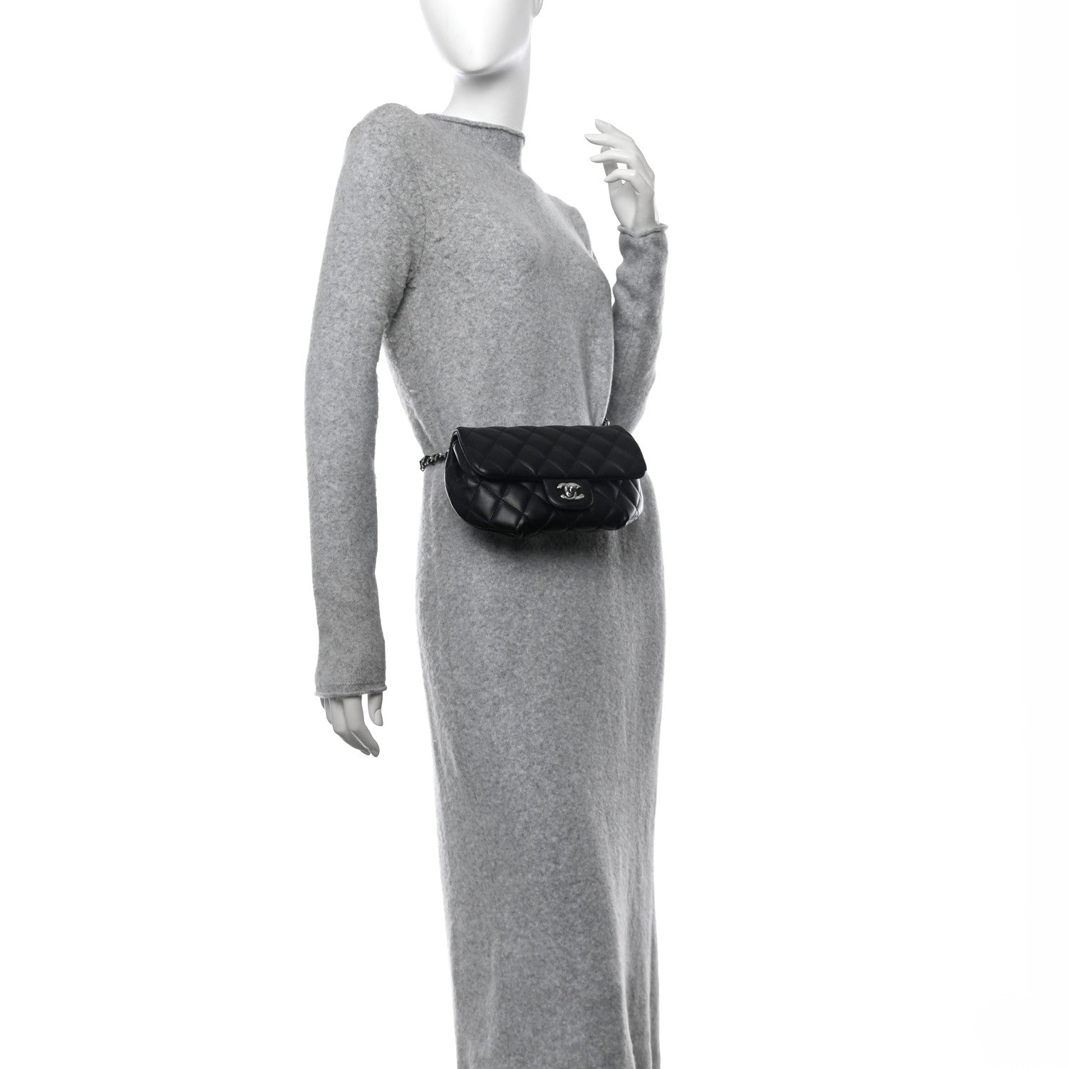 Chanel Calfskin Quilted CC Uniform Flap Belt Bag Black 3 of 16