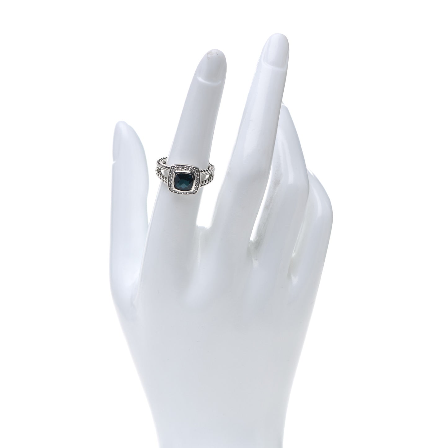 Sterling Silver Diamond Hampton Blue Topaz 7mm Petite Albion Ring 53 6.5
