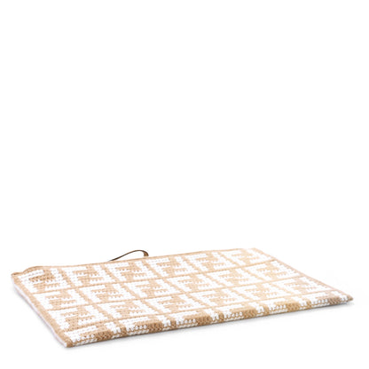 Fendi Fabric Calfskin FF Woven Large Flat Pouch Cammello 4 of 9