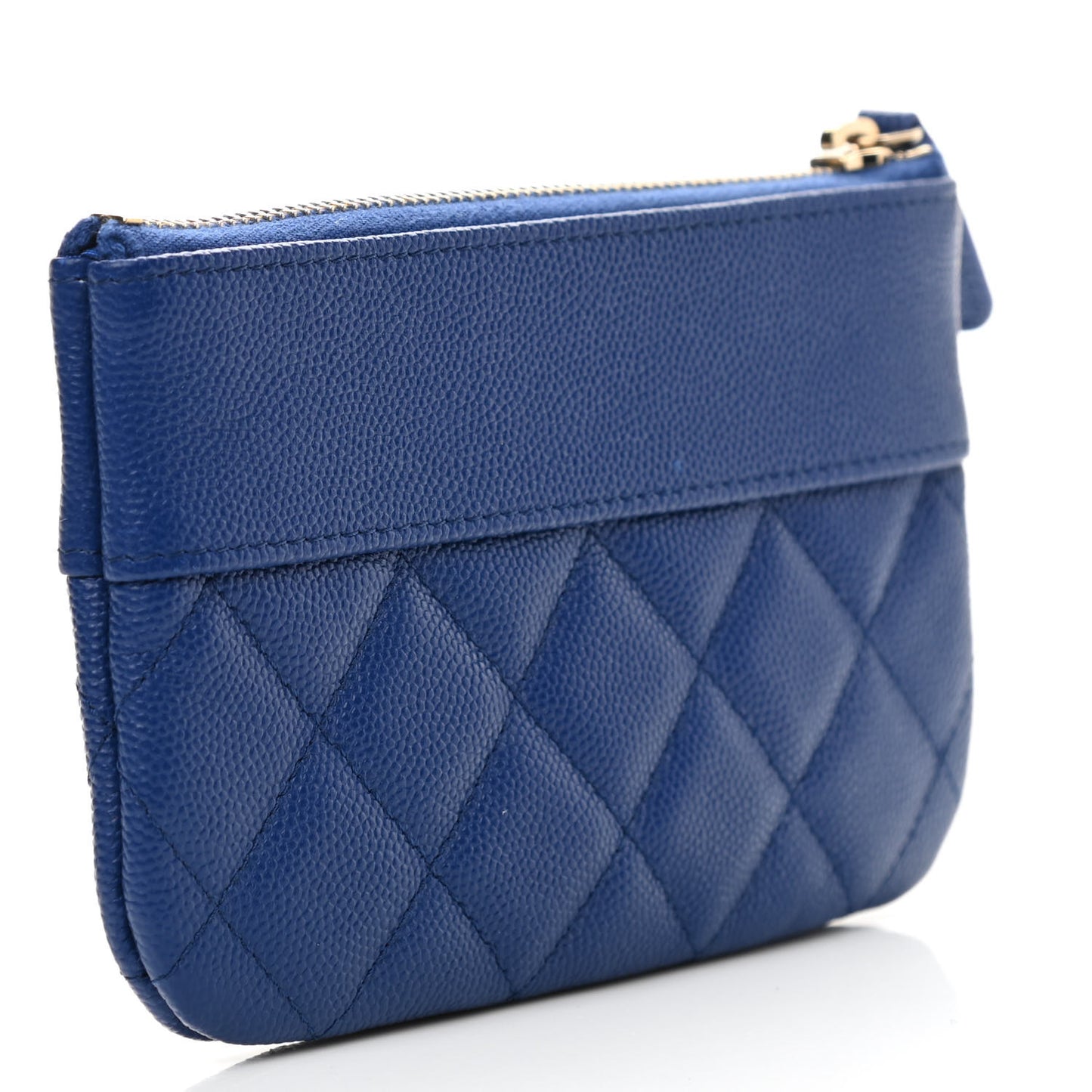 Caviar Quilted Small Vintage Mademoiselle Cosmetic Case Dark Blue