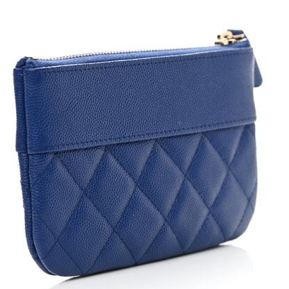 Chanel Caviar Quilted Small Vintage Mademoiselle Cosmetic Case Dark Blue 3 of 7