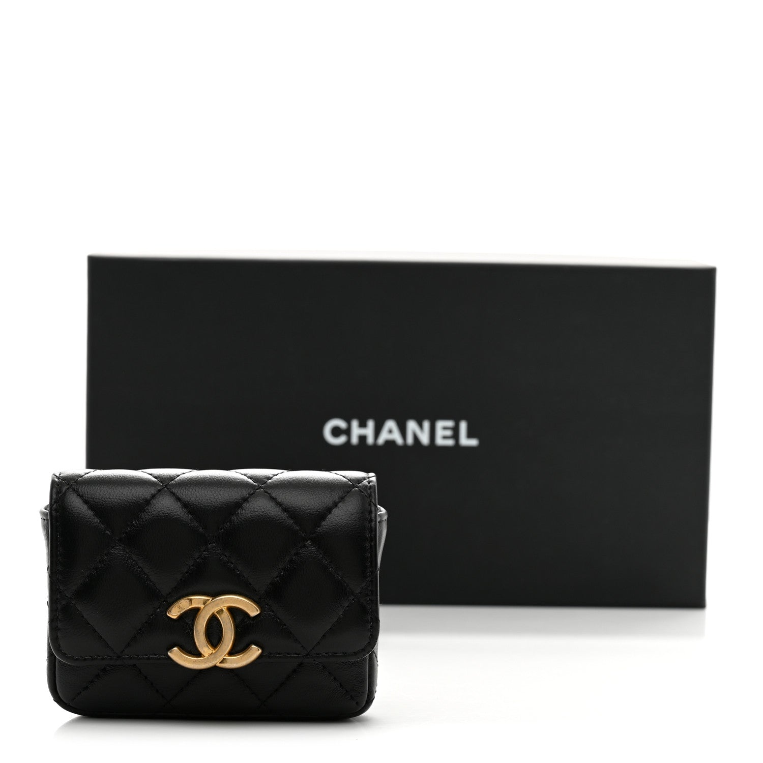 Chanel Lambskin Lacquered Metal Quilted Flap Chain Belt Bag Black 11 of 11