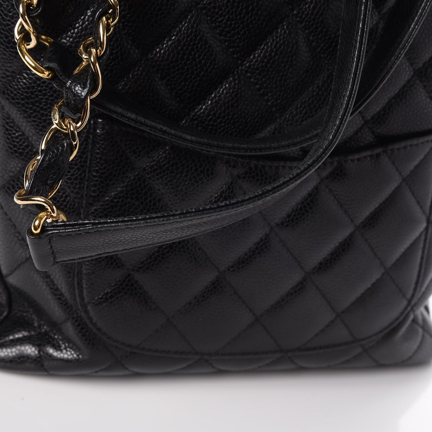 Caviar Quilted Petit Shopping Tote PST Black