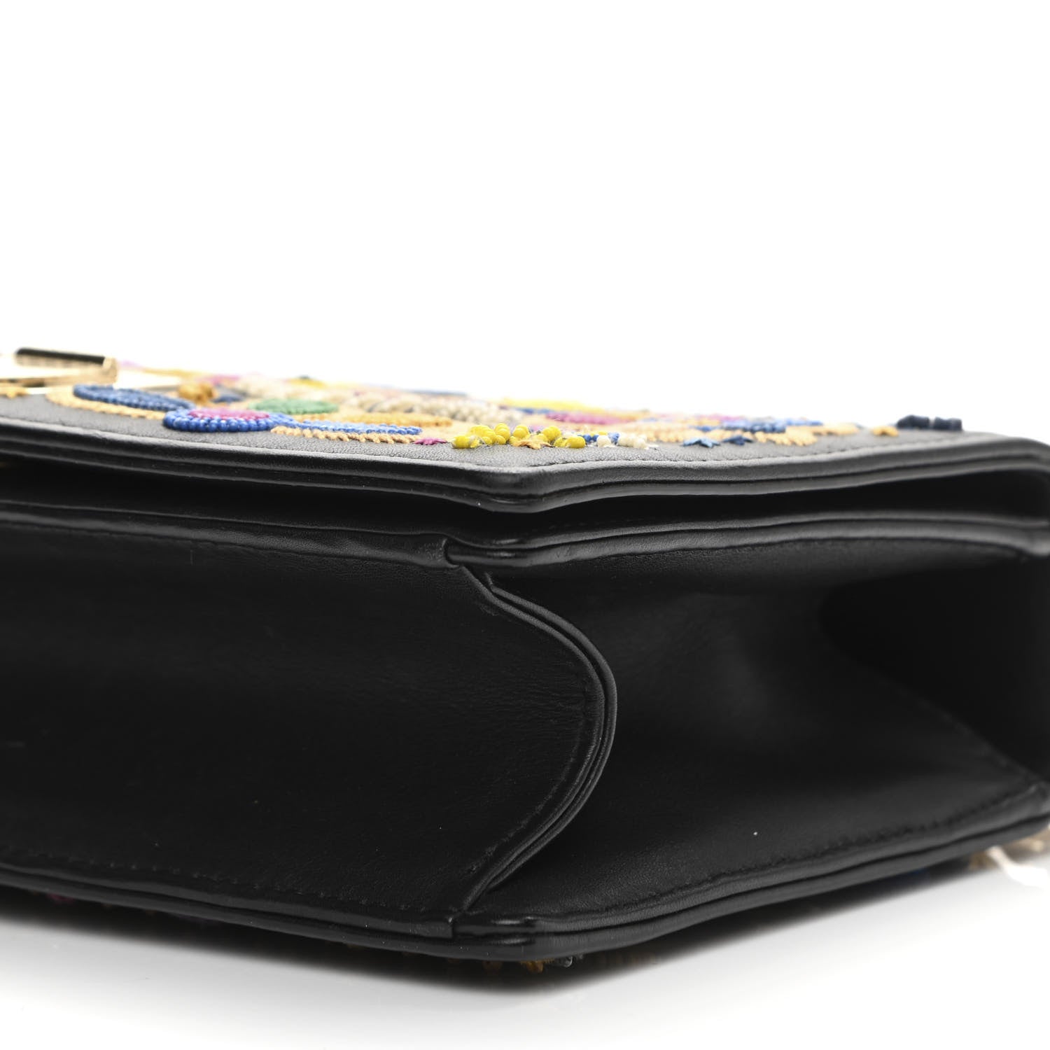 Christian Dior Lambskin Floral Embroidered Diorama Flap Bag Black Multicolor 10 of 10
