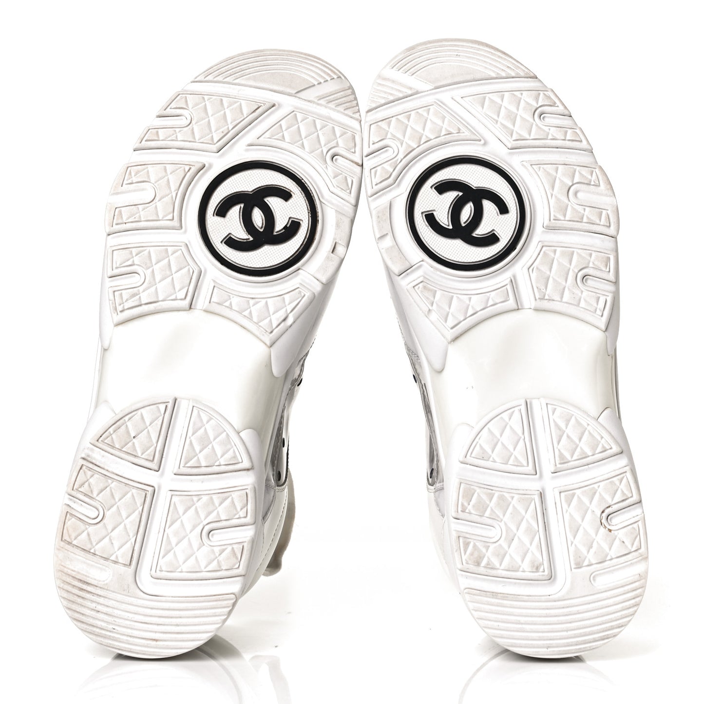Calfskin Patent Transparent Womens CC Sneakers 38.5 White