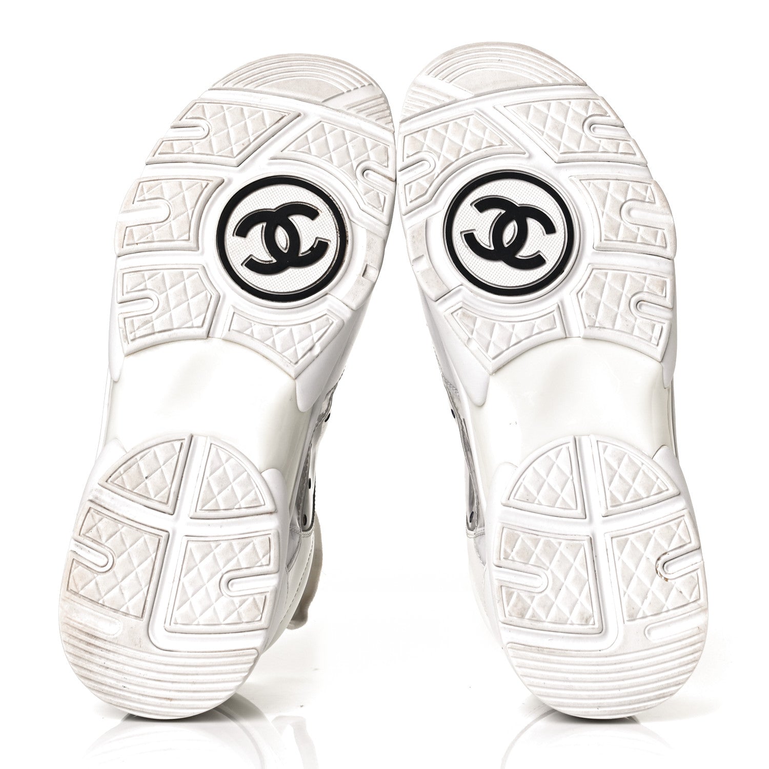 Chanel Calfskin Patent Transparent Womens CC Sneakers 38.5 White 10 of 18